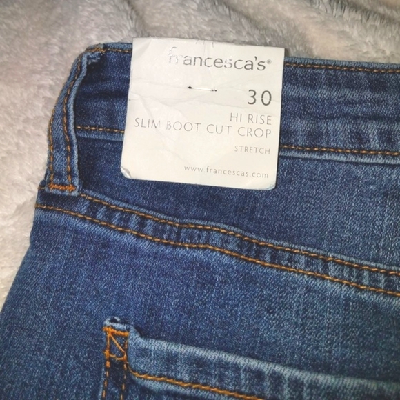 Francesca's Collections Jeans High Rise Slim Boot Harper Cropped Raw Hem size 30 - Picture 3 of 7